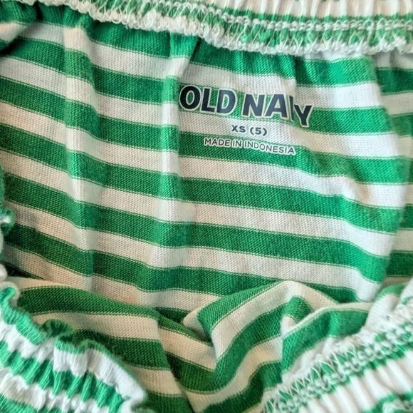Girls Old Navy Striped Green Romper Cotton Relaxed Fit Ruffle Sleeves Playsuit - Picture 3 of 7